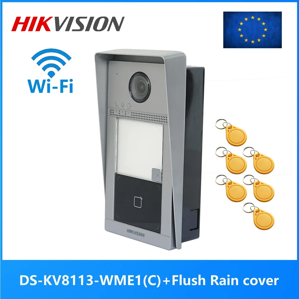 HIKVISION 1-button DS-KV8113-WME1(C) Flush mount IP Doorbell, control 2 locks, WiFi,Door phone,Video Intercom,IC card unlock