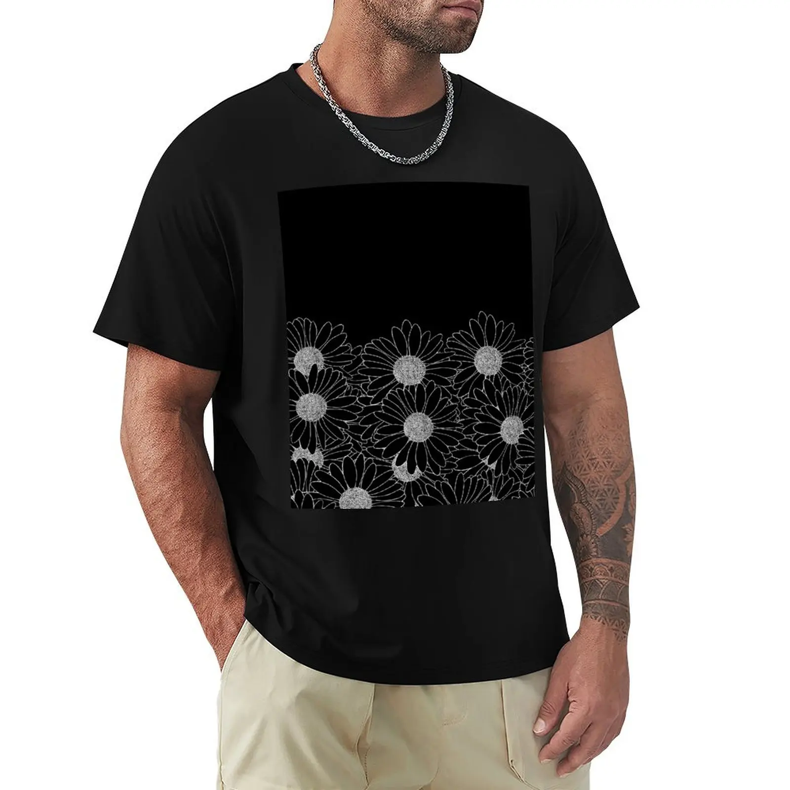 Daisy Boarder Black T-Shirt Stylish Graphic Short Sleeve Top