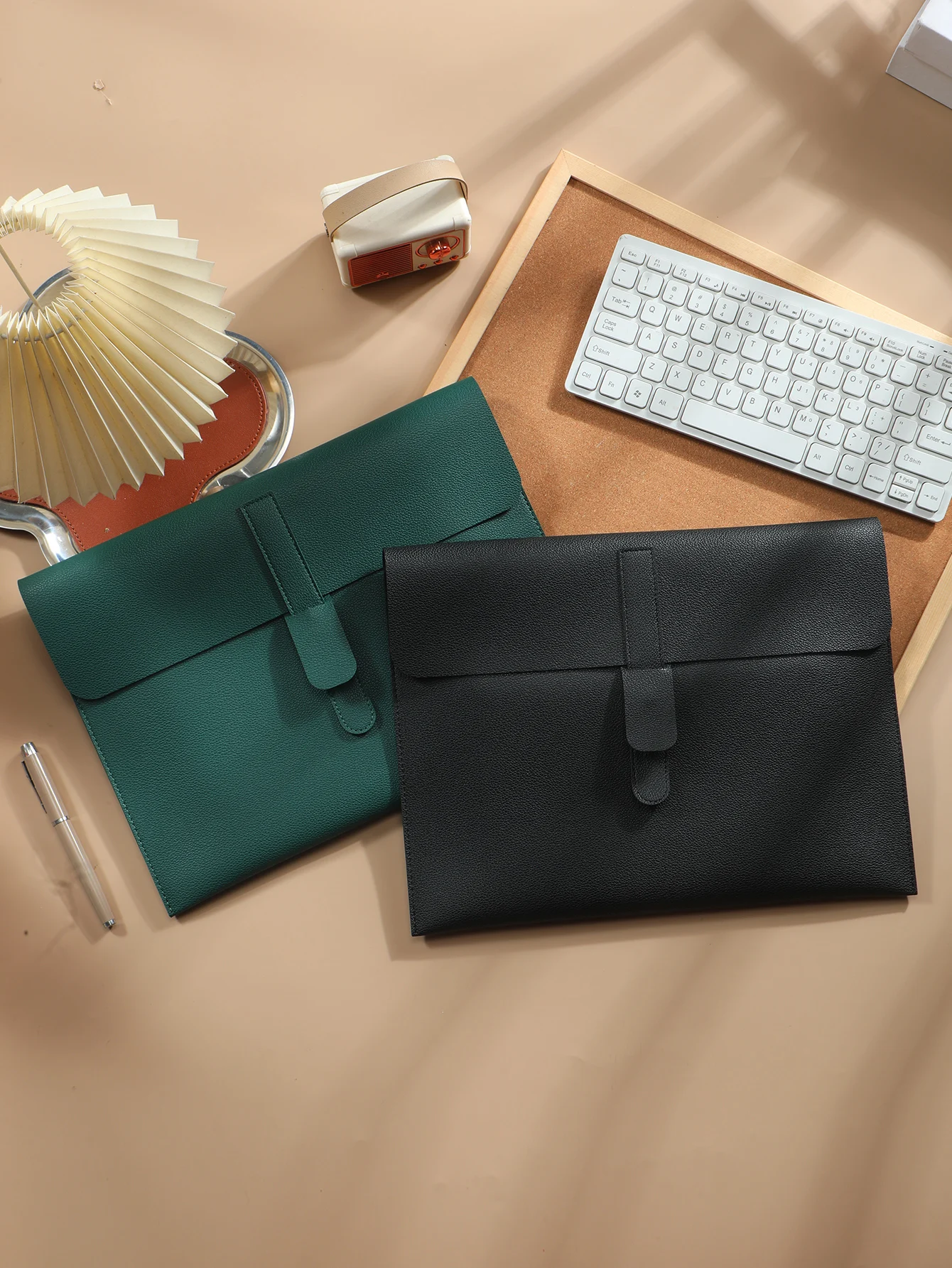 Waterproof Minimalist PU Leather A4 File Bag Litchi Grain Document Folder 14-inch Laptop Sleeve Office Storage Pouch - view 6