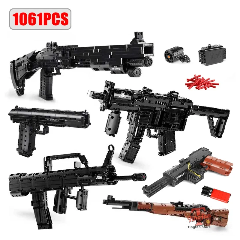 

WW2 Military Assembled Building Blocks Bricks Guns Series Model MOC Army MP5 Firearms Sets Kids Toys Boys Birthday Gifts