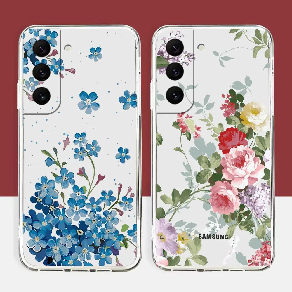 

Clear Case For Samsung Galaxy S22 S21 S20 FE S10 NOTE 10 A12 A11 PLUS ULTRA 5G Case Funda Shell Colorful Flowers Esthetic Style