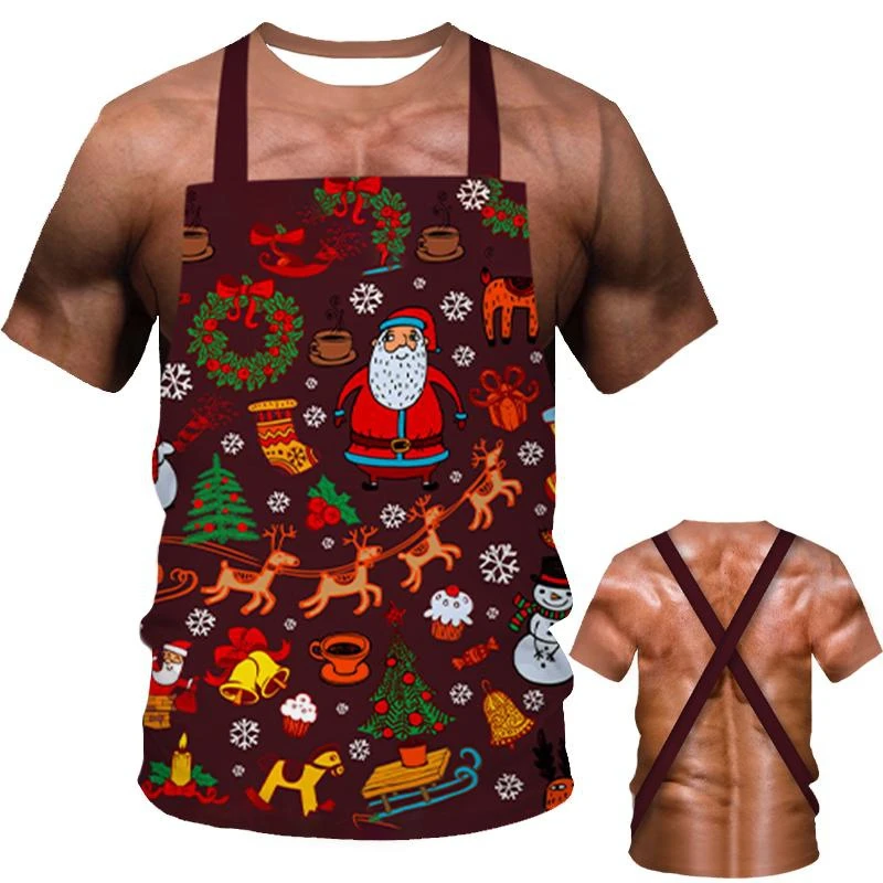 

New Style Muscle Man Christmas Funny 3D Printed Fashion T-Shirt Casual Men Women Kids Tees Top 7 Colors Men's Clothing 100-6XL