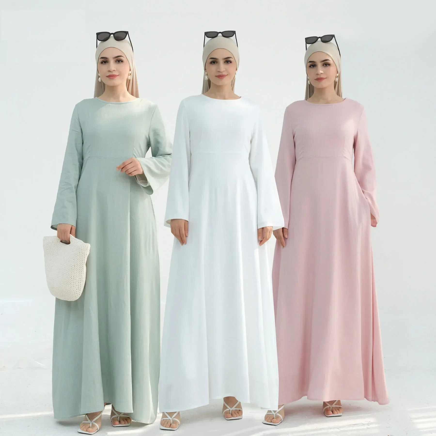 

Modest Dress for Muslim Women Eid Ramadan Dubai Abaya Elegant Female Casual Kaftan Arab Plain Long Robe Islam Clothing Vestidos