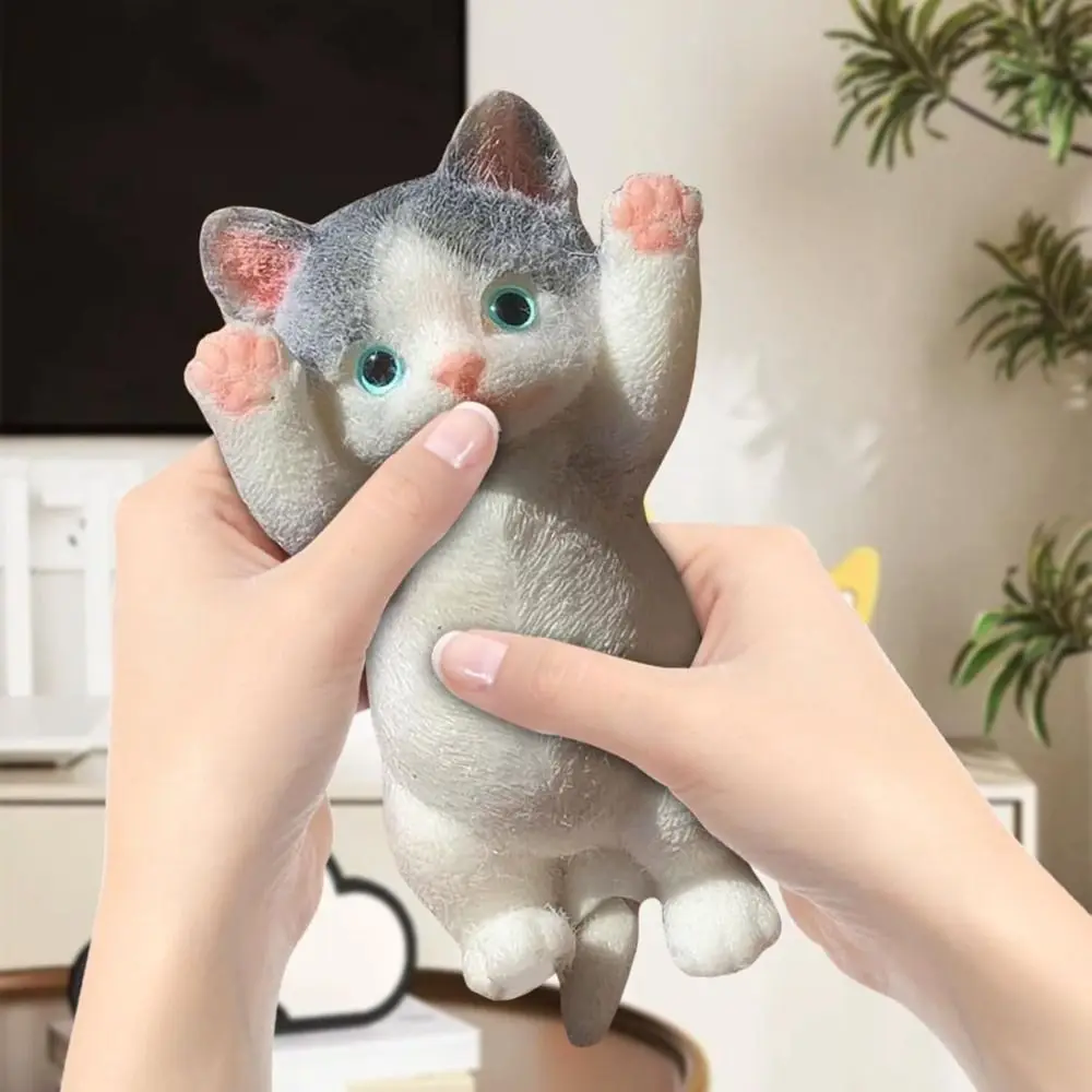 Cute Relieving Stress Squeeze Toy Cute Cat Pattern with Flocking Surface Decompressing Toy Soft Pinching and Decompressing Toy