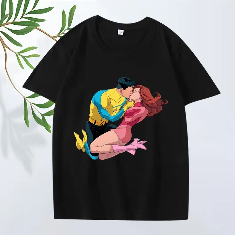 

Классическая футболка с рисунком Invincible and Atom Eve для мужчин и женщин, уличная одежда из 100% хлопка большого размера, летние топы унисекс с короткими рукавами и принтом