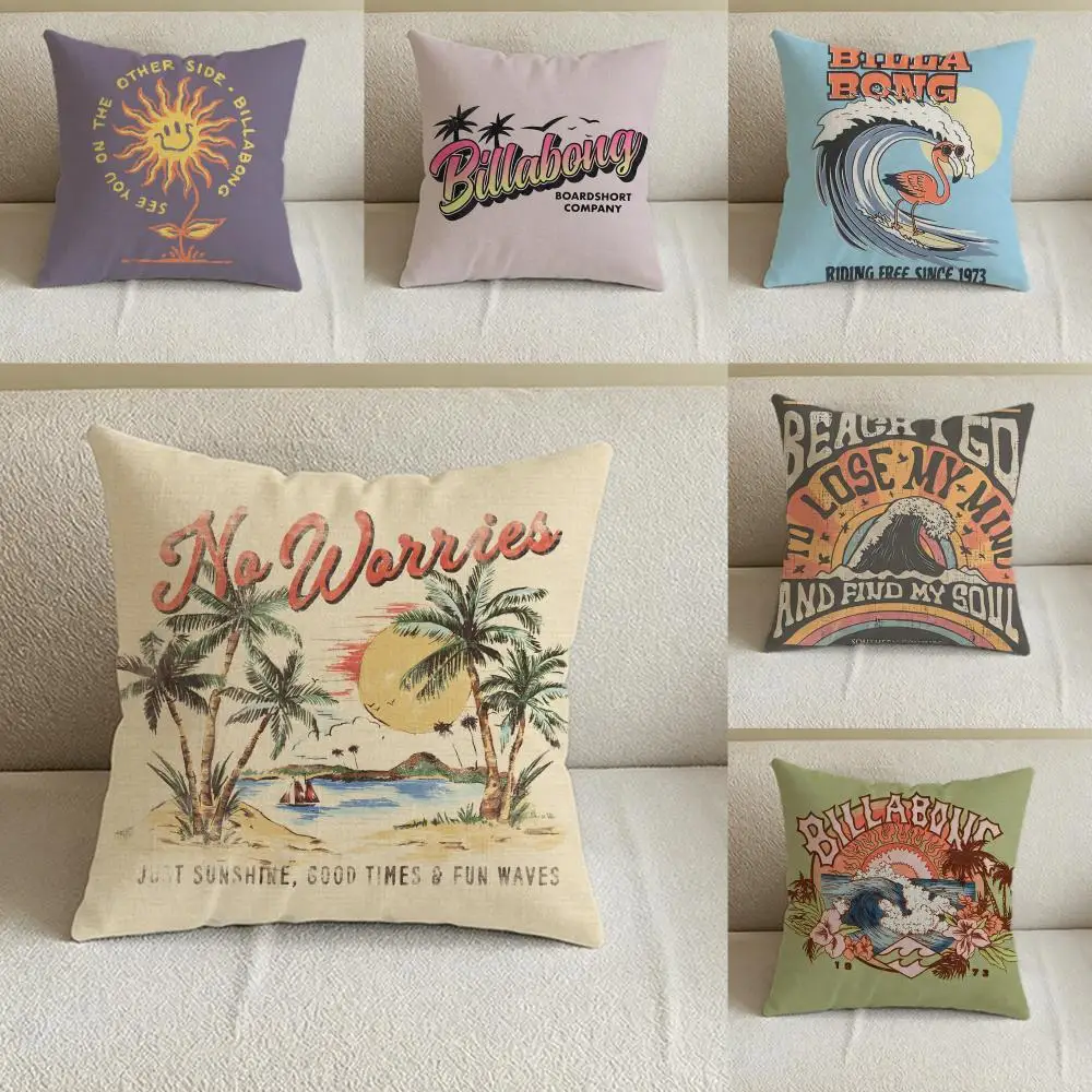 Funda de Cojín Marca Laumango Billabong, Juego de Fundas de Almohada de Lino Natural, Decoración Todo en Uno para Sofá, Dormitorio y Silla