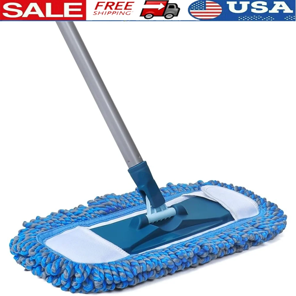 

Регулируемая швабра для пыли из микрофибры, паркетные полы, ручка 57 дюймов, влажная и сухая, вращающаяся на 360 градусов насадка для швабры, многоразовые подушечки