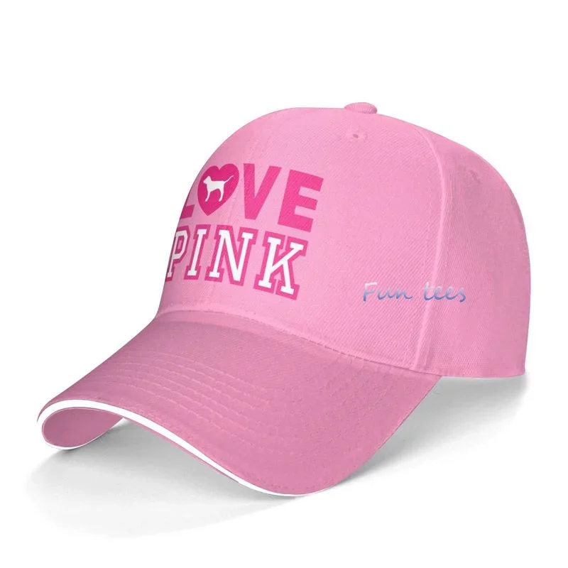 Love Dog and Pink Vintage Unisex Baseball Cap Funny Sandwich Hat Adjustable Low Profile Dad Truck Cap for Men & Women