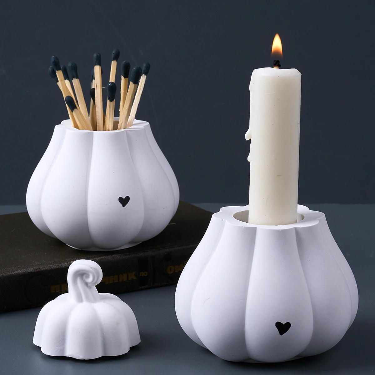 DIY Pumpkin Storage Box Silicone Mold with Lid UV Epoxy Resin Scented Candle Jar Plaster Mold Halloween Craft Gift Home Decor view 5