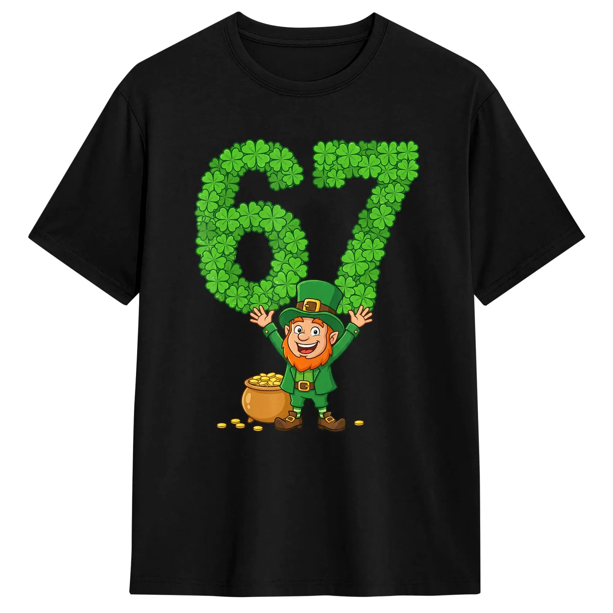 

Men's T-Shirt 67 Bruh Shamrock Leprechaun Funny Six Seven St Patrick's Day Funny Cotton Tee Shirt Short Sleeve T Shirt Gift Idea