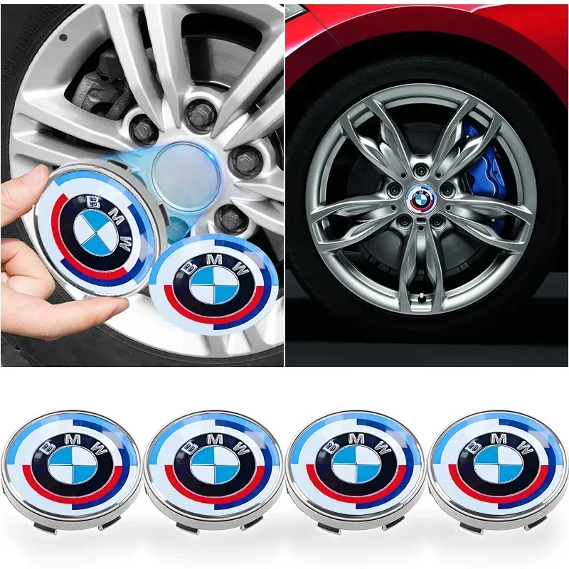 4pcs 60mm Car Wheel Center Hub Cap Rim Cover Emblem Stickers For BMW 50TH E46 E39 E90 E60 E36 F30 F10 E34 E30 F20 M3 M4 M5 X5 X6