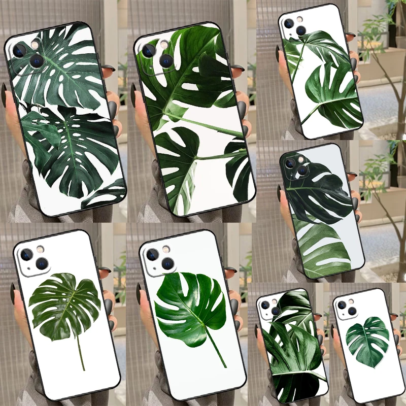 Green Monstera Leaf Case For Samsung Galaxy A53 A33 A13 A54 A34 A14 A56 A36 A16 A06 A12 A32 A52 A35 A17 A15 A55