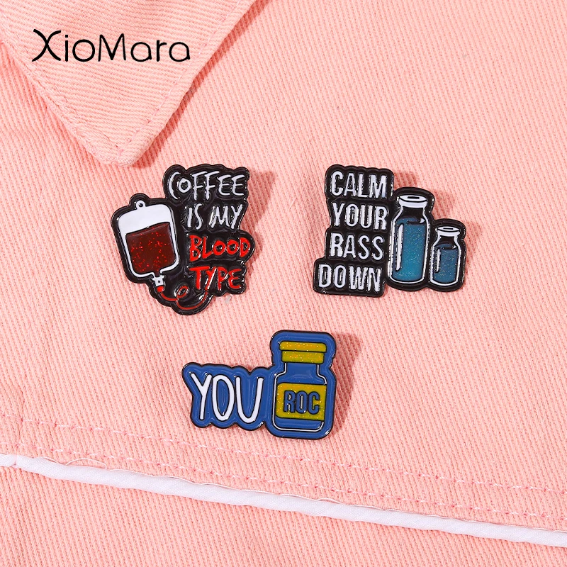 3style Bottle Enamel Pin Calm Your Pass Down Sign 2022 New Brooch Jewelry For Women Men Bag Clothes Decorative Accessories Gifts