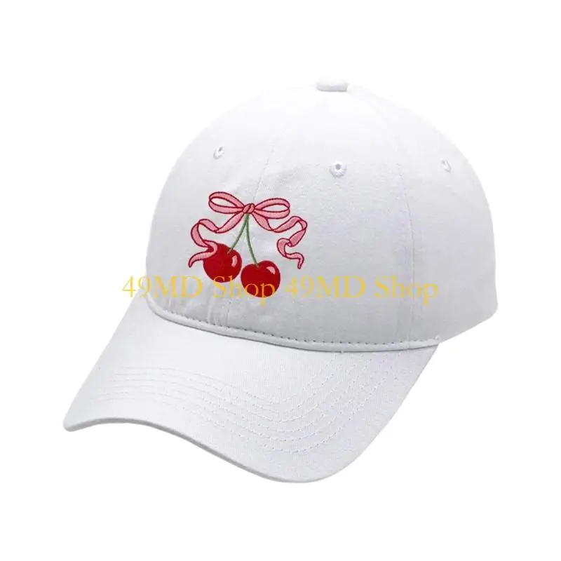 49MD 2000s Cherry Bowtie Truckers Hat With Adjustable Size Cotton Baseball Caps For Women