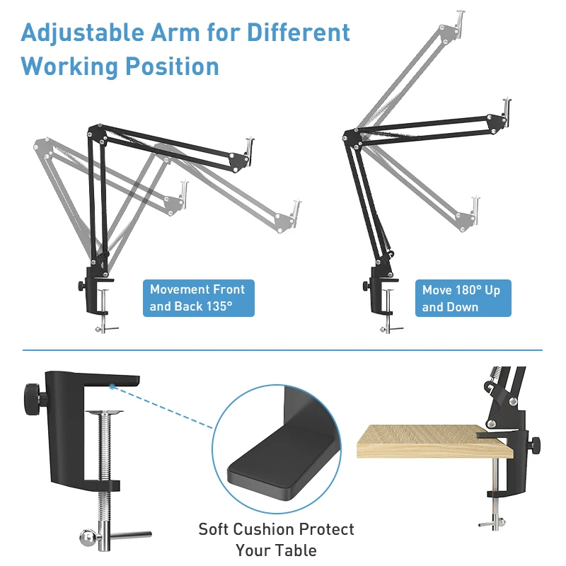 Photography Boom arm stand for ring light Cell Phone Holder Flexible Goose Neck Type Tripod for Photo camera ,lights Mic,video