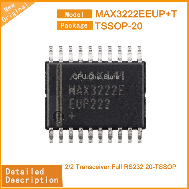 10Pcs/Lot  New Original MAX3222EEUP+T MAX3222 2/2 Transceiver Full RS232 20-TSSOP