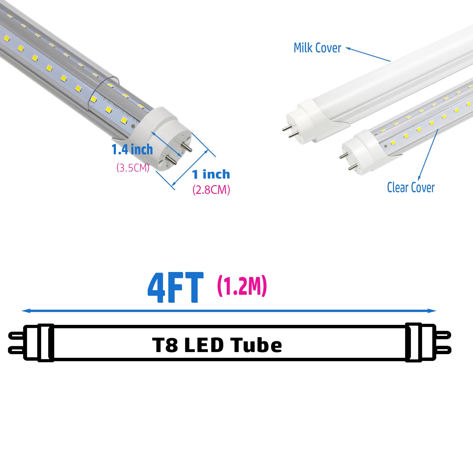 V-Shape LED Fluorescente Tube Lamp, Tubo de LED para casa, loja, fábrica, interior, cozinha, gabinete de luz, AC85-265V, 4ft, 120cm, 40W, 10 Pcs/Lot