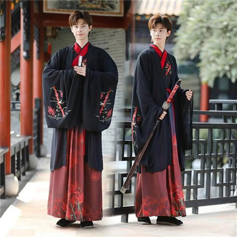 Hanfu-traje de hadas para hombre, de artes marciales estilo chino, antiguo estudiante, traje chino de Cosplay, ropa de rendimiento tradicional