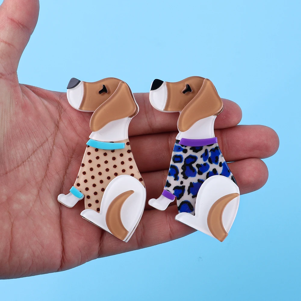FishSheep Lovely Dog Acrylic Brooches for Women Resin Cute Animal Puppy Brooch Pins Fashion Clothing Accessories Gifts