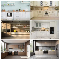 MOON.QG 2025 Modern Kitchen Scene Backdrops Room Interior Food Photography Cabinet Stove Photo Backgrounds Home Decoration Props