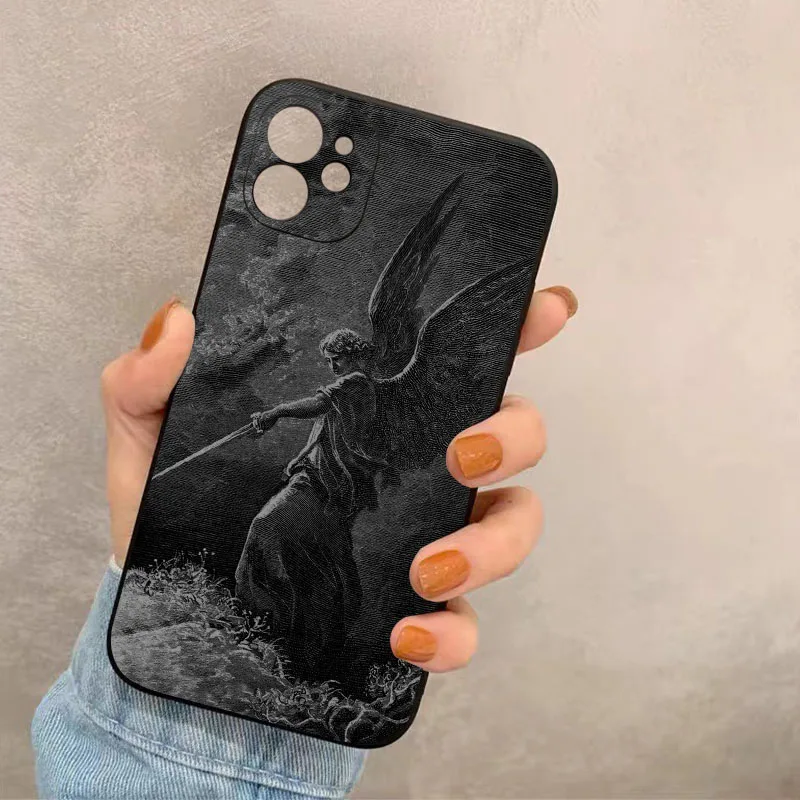 Darkness Devout Saint Aesthetic Art Phone Case Cover for iPhone 15 14 13 12 11 Pro Max XR 7 Plus Case Gift for Men Boyfriend