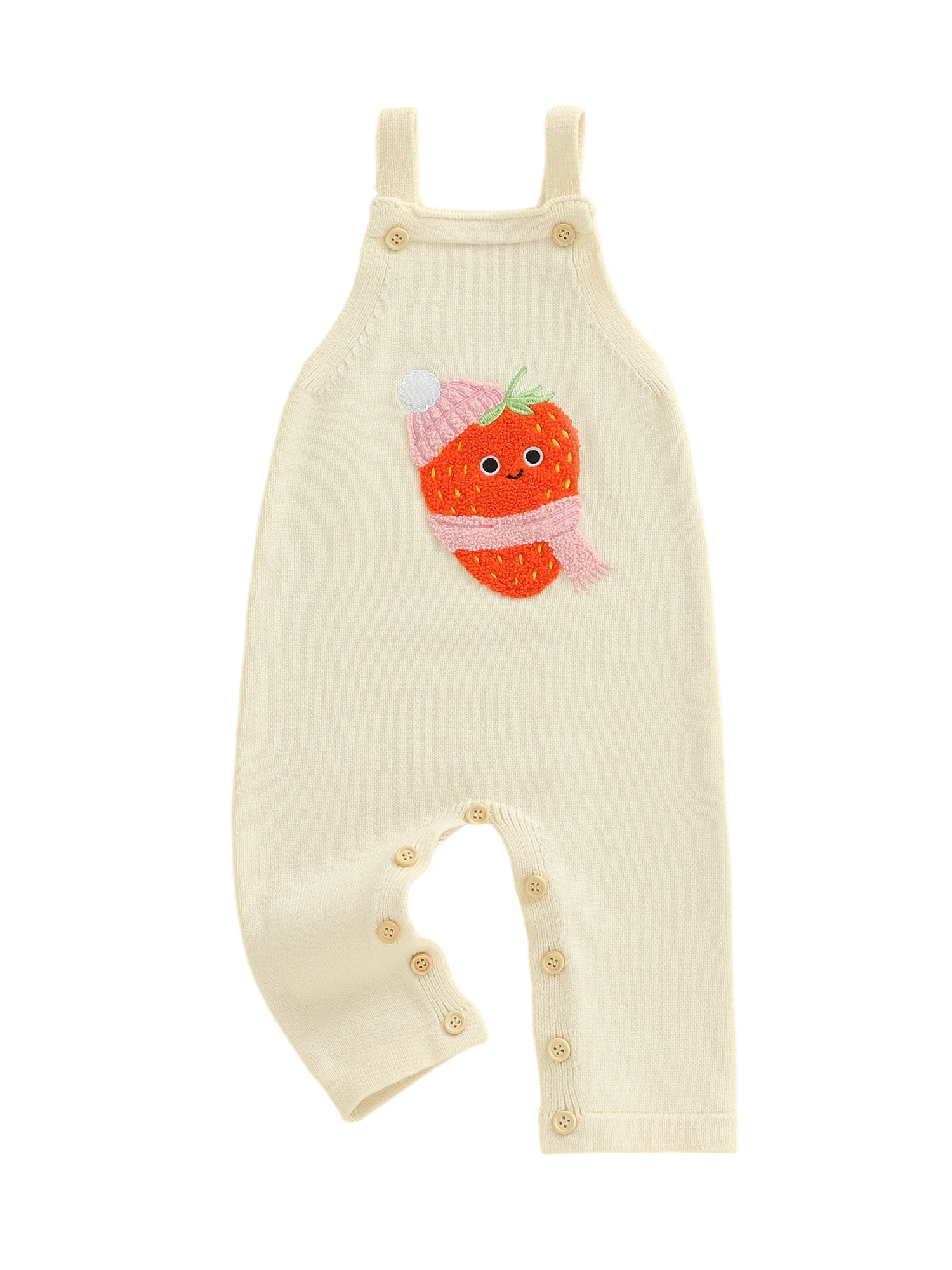 

Осенний комбинезон для маленьких девочек, вязаный комбинезон без рукавов с квадратным вырезом и вишневой вышивкой, детские комбинезоны, наряд для младенцев