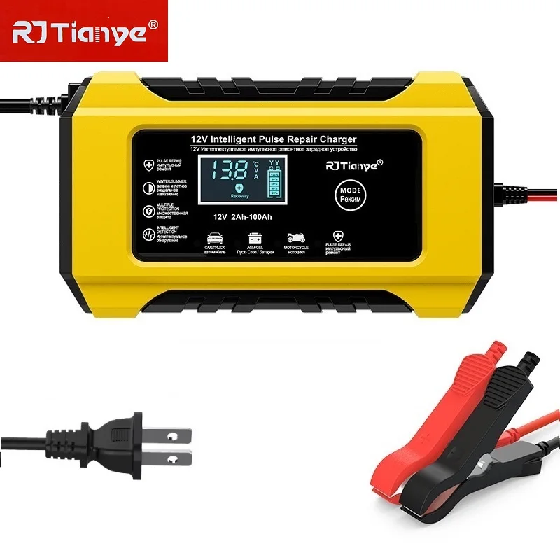 

Us plug 12V 6A Car Battery Charger Lead Acid Battery Fast Pulse Maintenance Efficient, and Safe Charging for Cars and Mot