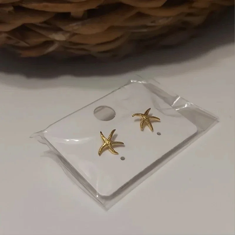 Vintage Gold Color Starfish Earrings For Women  Stainless Steel Tiny Star Earings Fashion Summer Beach Jewelry Gift Accessories