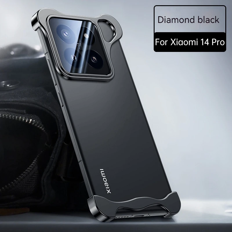 Aluminum alloy special-shaped Shockproof Bumper Bar For Xiaomi 14 14 Pro 14 Ultra Full lens protection Luxury Metal Rimless Cas