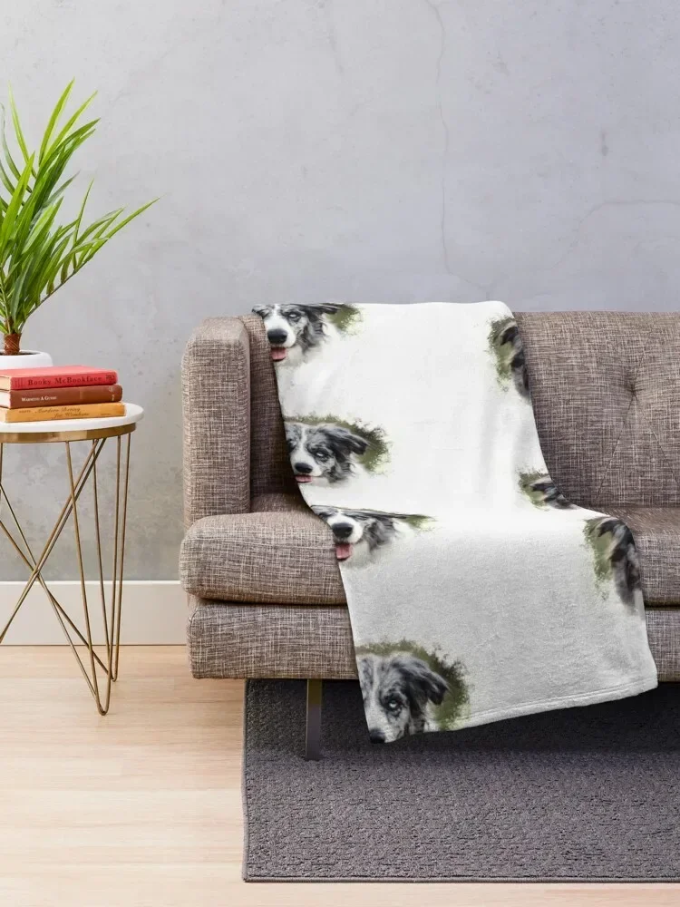 Blue Merle Border Collie! Throw Blanket for sofa Flannels Blankets