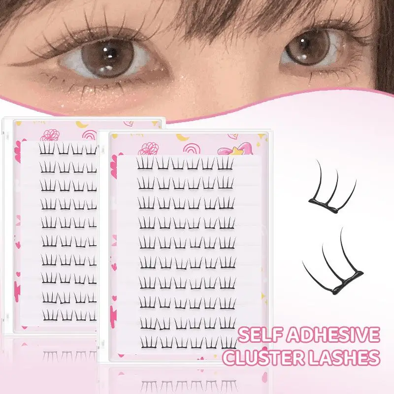 10rows Cluster Lashes Idol Eyes Self Adhesive Korea Eyelashes EyeMakeup Cluster Individual Anime Eyelash Lash Natural D8E9