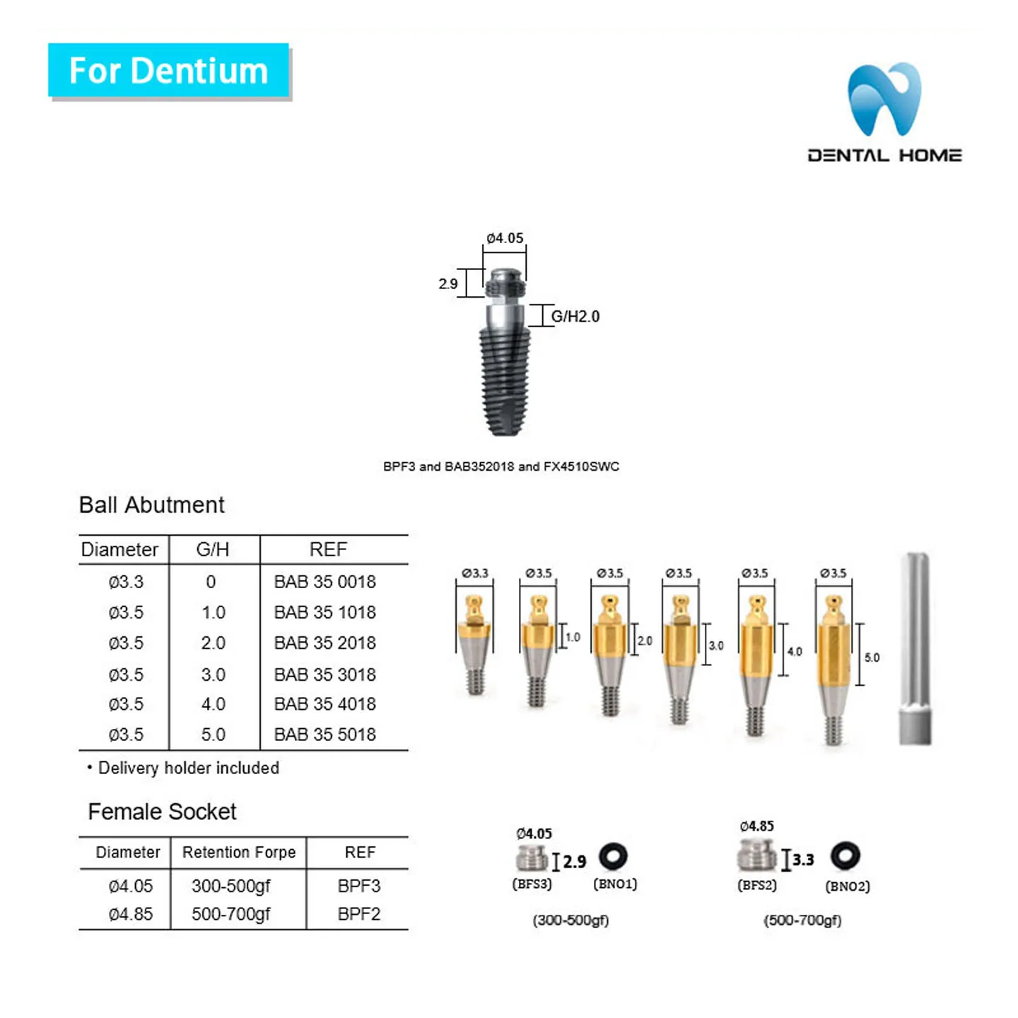 For Dentium Ball Abutment Dental Component for Dental Implant Surgery