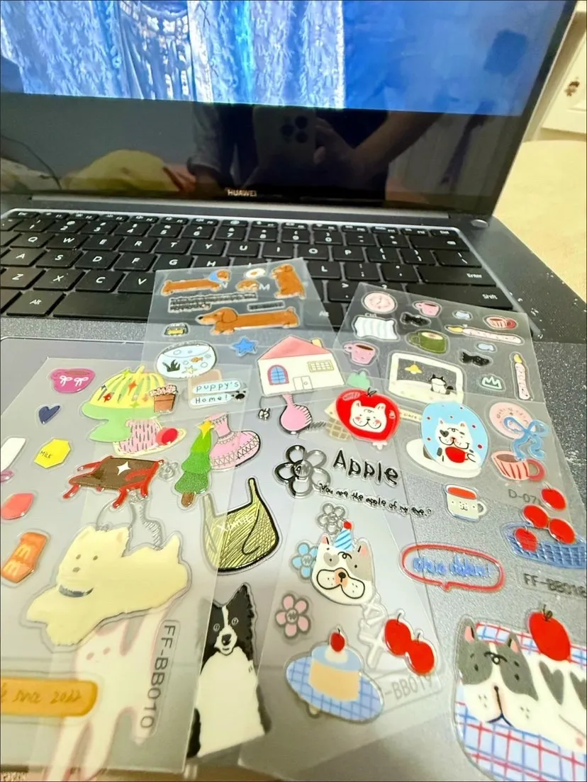

New Kawaii Dog Jelly Stickers INS Style High-value DIY Decorative Stationery for Phone Tablet Camera Journal