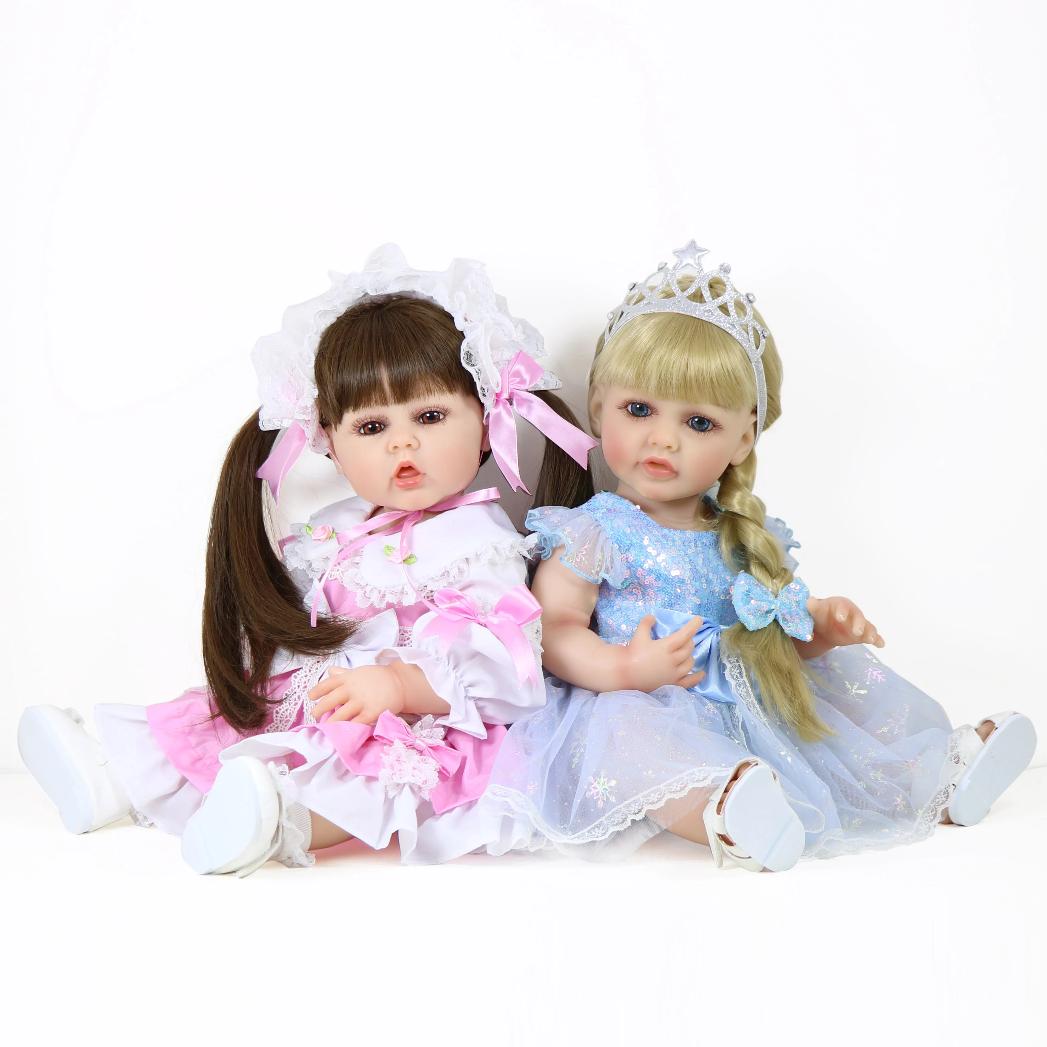 Ying Huan Mei  22 inch Full vinyl dolls Reborn Toddler Princess Girl  with Long Hair Full soft vinyl