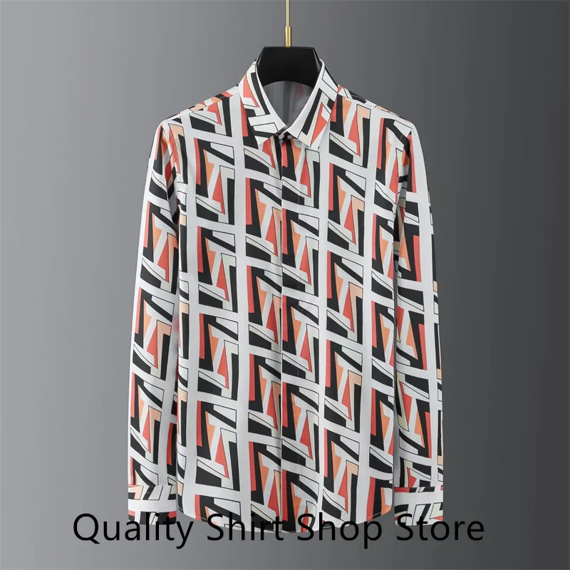 

Men's luxury letter print shirts, fashionable slim casual shirts, men's business formal shirts, men's social parties