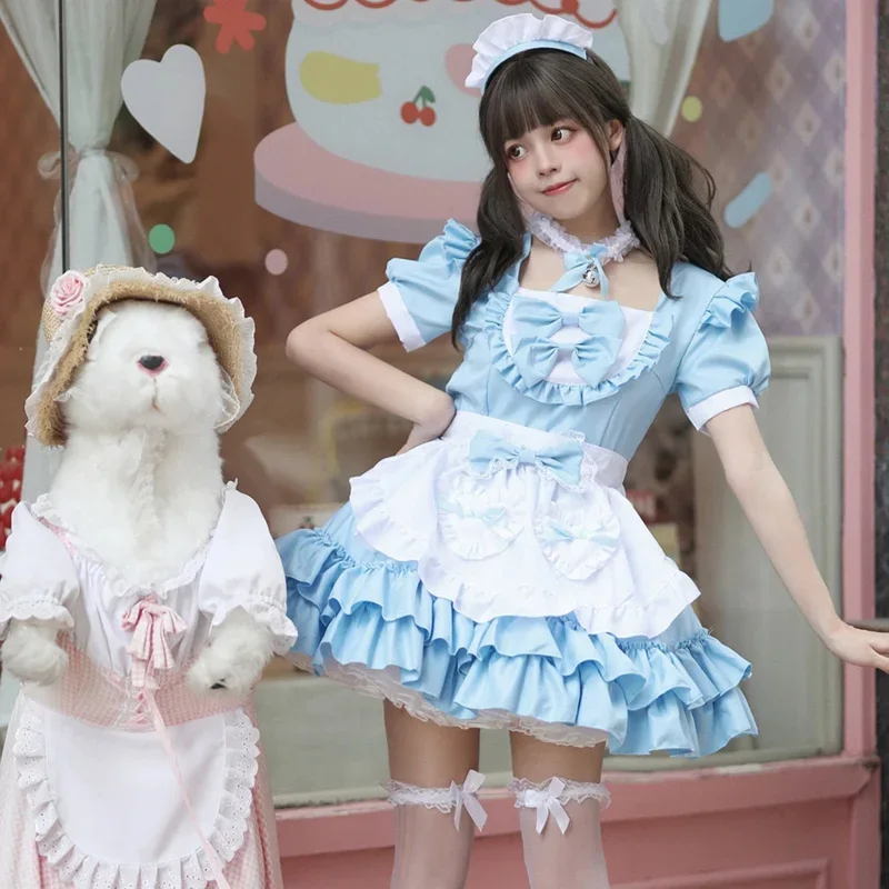 QQ8 فستان لوليتا لطيف ولطيف فستان خادمة زي تنكري ملابس كاواي لوليتا للنساء والفتيات فساتين حفلات الهالوين ملابس 5Lk¥