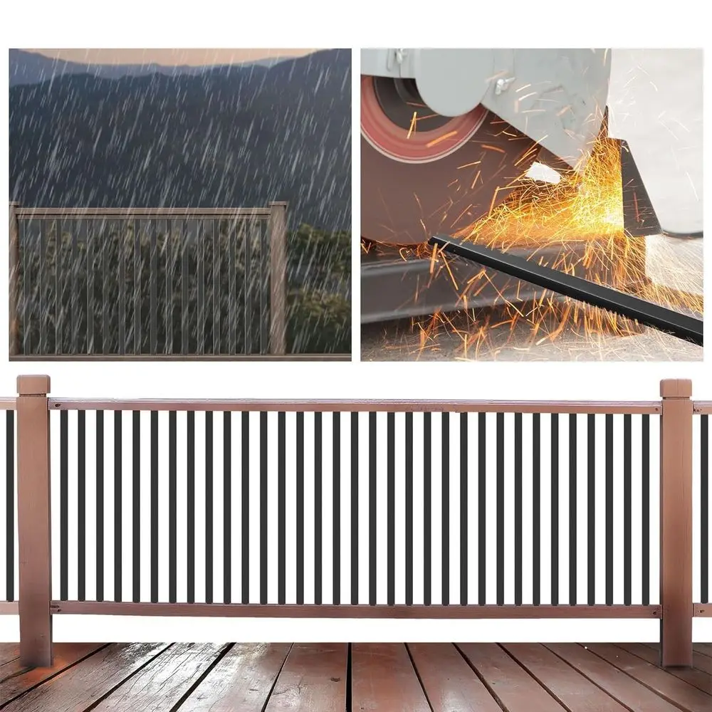 طقم مكون من 26 قطعة من الدرابزين المعدني المجوف مع أغطية نهاية ومسامير - 100 عبوة لدرابزين سطح السفينة وترقية الشرفة