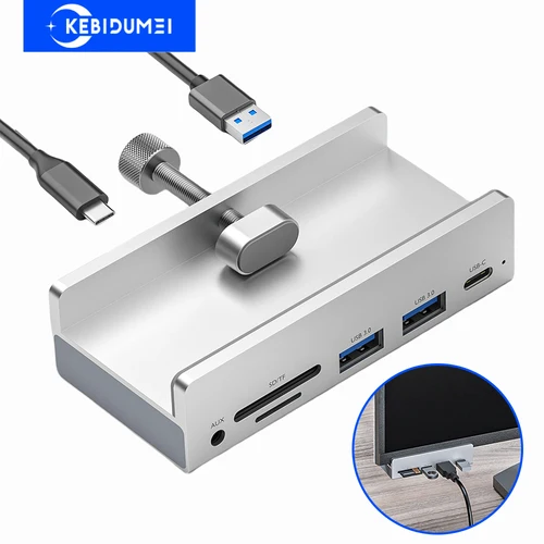 Estación de acoplamiento estilo Clip de 6 puertos USB 3,0 Hubs transmisión de 5Gbps estación de acoplamiento USB C divisor USB para PC portátil Macbook