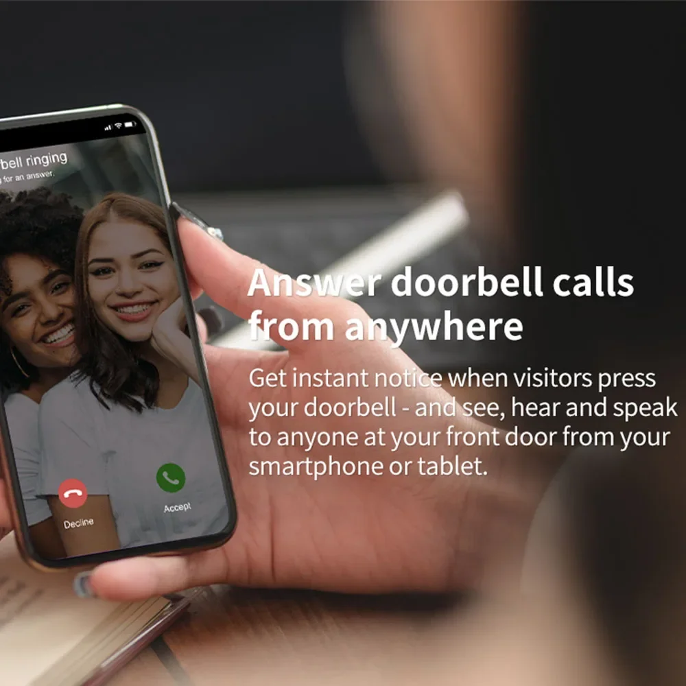 Timbre de Video con cable WiFi para el Hogar Inteligente, 1080P, HD, Tuya, cámara de seguridad, conversación bidireccional, compatible con Alexa y Google Home
