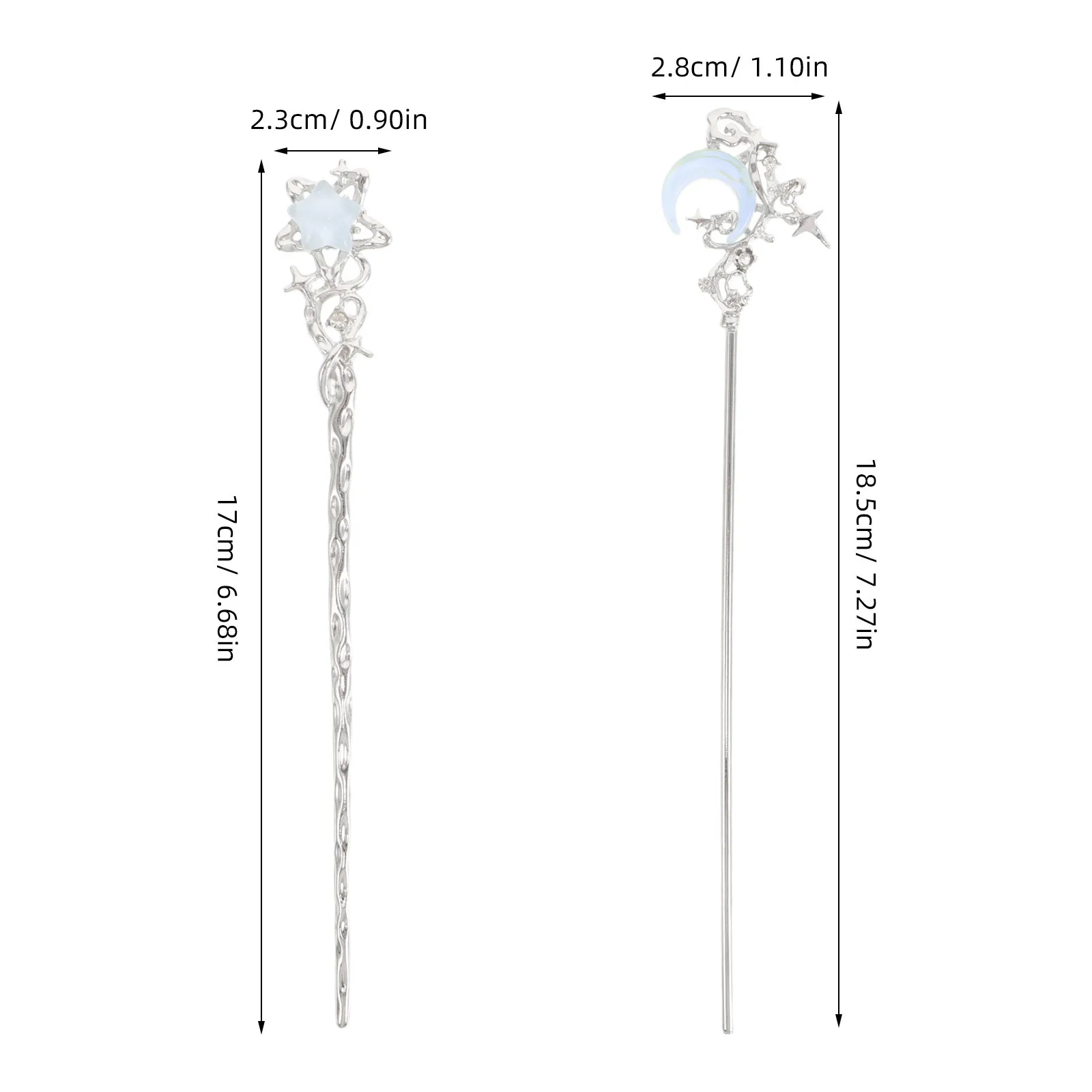 2 قطعة Moonstone ستار القمر دبابيس الشعر الحديثة الحد الأدنى عيدان الشعر اكسسوارات لحفلات الزفاف تصفيفة الشعر الأنيقة