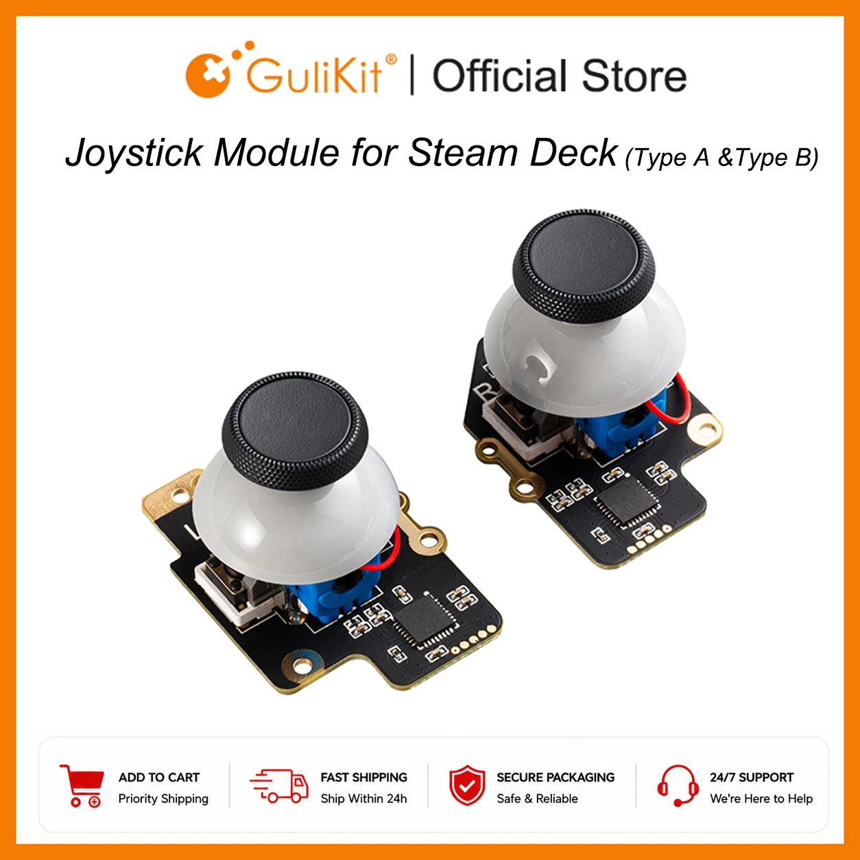 Gulikit SD02 Module de joystick électromagnétique pour pont vapeur Joystick de type A et de type B Conception de joystick sans dérive pour la réparation