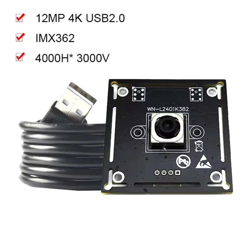 CMOS IMX362 4K 4000 x 3000 12MP HD 81.6 °   Modul Kamera USB PDAF 15FPS/30FPS MJPEG,YUY2 Untuk Peralatan Terminal Cerdas