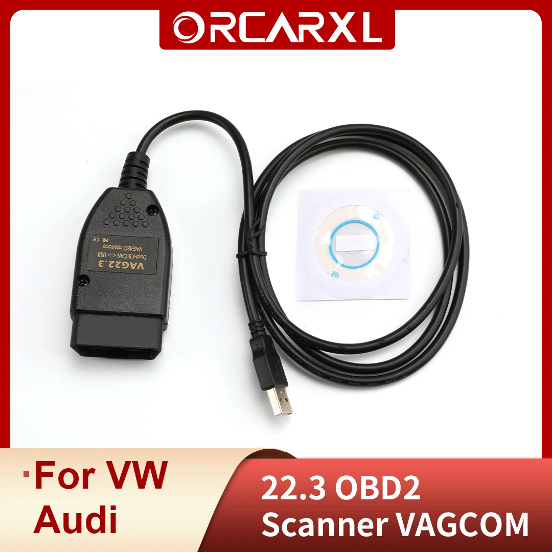 

VAG COM HEX + CAN USB Interface VagCom 22.3 OBDII Testers FOR VW for AUDI for Skoda for Seat VAG 22.3 English France OBD Scanner