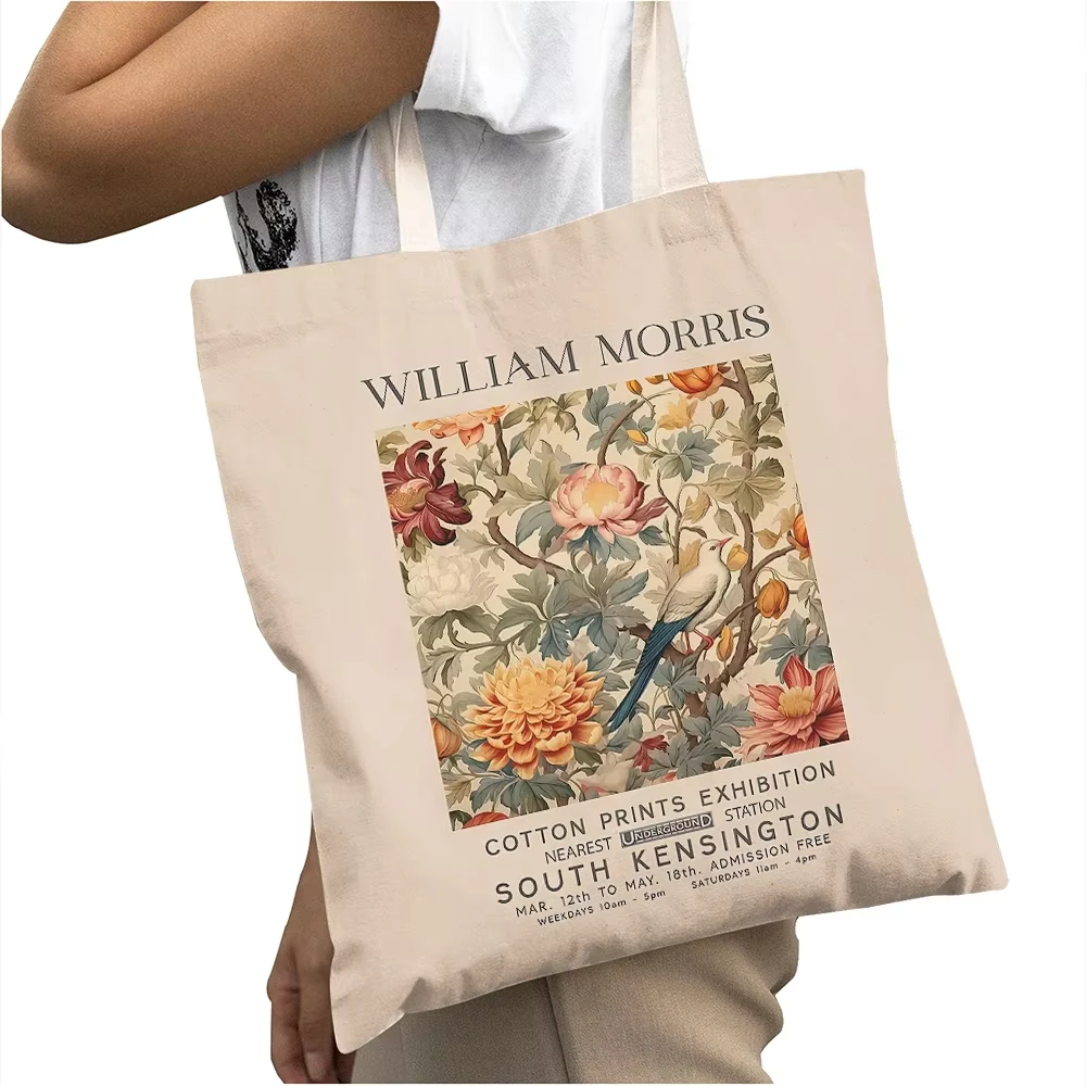 

Vintage William Morris Women Big Shopper Bag Peacock Animal Floral Lady Shopping Bags Big Capacity Girl Shoulder Tote Handbag