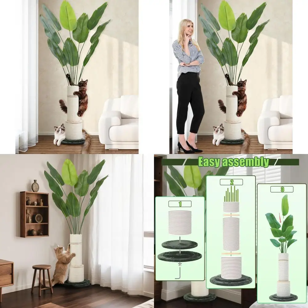 

5.86FT Tall Cat Tower with Sisal Rope Scratching Posts and Artificial Plants for Indoor Cats