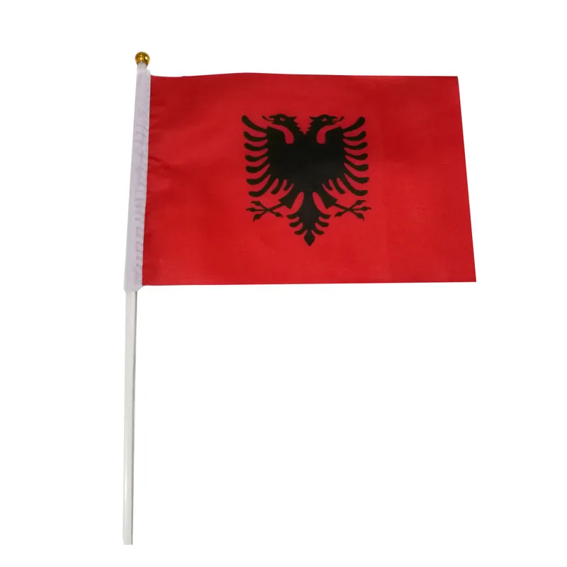 10 Pcs/lot Albania Hand Waving Flags 14x21cm Albania Flag Wholesale