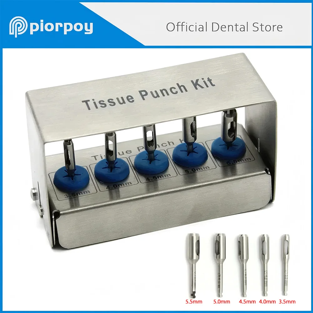 PIORPOY5Pc/Set Dentistry Instrument Tools Dental Implant Tissue Punch Gingival Ring Cutter Low Speed Handpiece Kit Surgical Tool