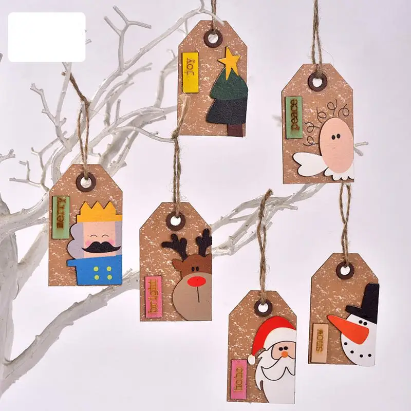 2024 DIY Wooden Christmas Tree Gift Tag Creative Merry Christmas Santa Claus Present Labels Gift Wrapping Supplies For New Year