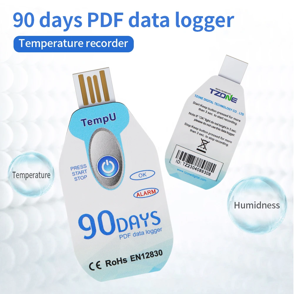 USB Temperature Humidity Data Logger Hygrograph Data Recorder For Food Medicine Cold Chain Transport PDF Report 30/60/90 Days