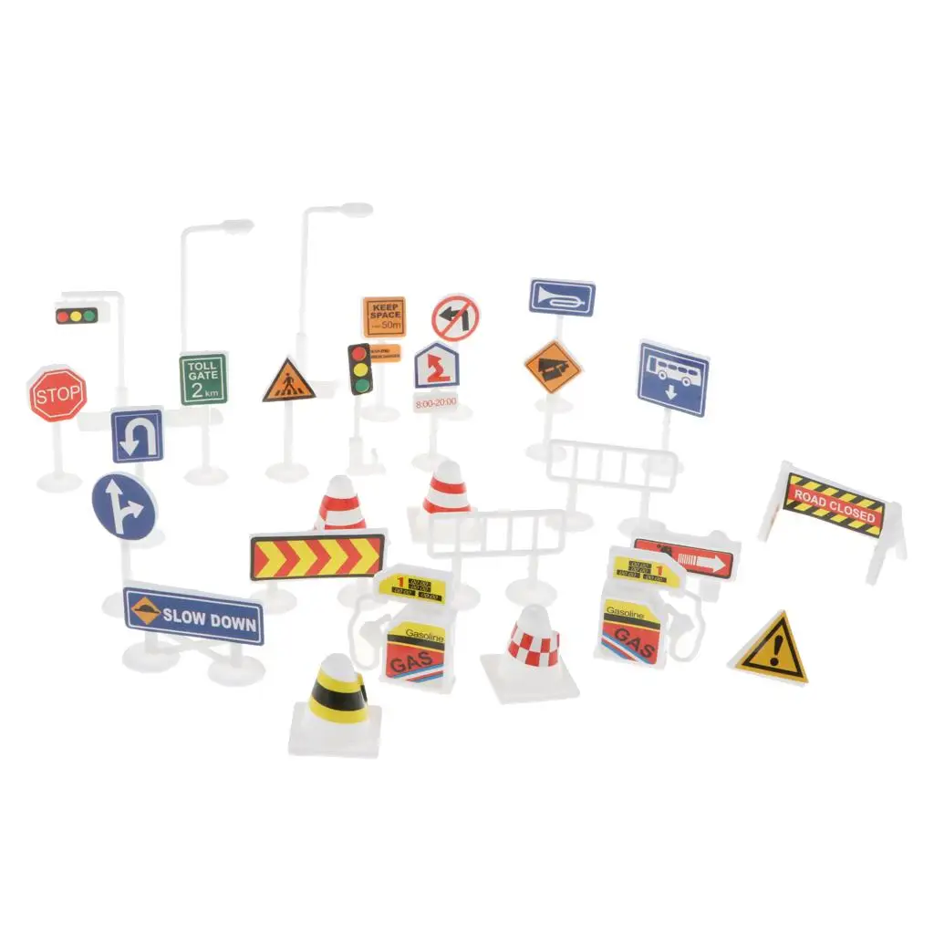 Colorful Plastic Street Traffic Signs Kids Children Educational Toy Set